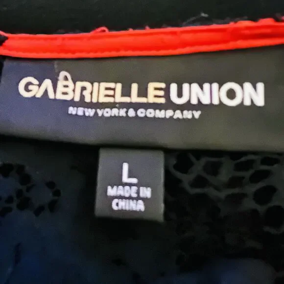 Gabrielle Union Red & Black Satin Lacy Back Pencil Dress Evening Date Night - Lg - Picture 8 of 10